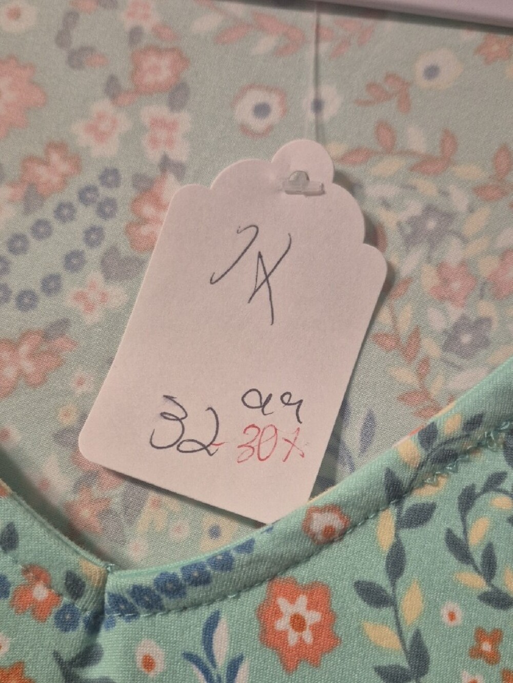 Tie-Shoulder Patchwork Floral Casual Dress in Mint, Yellow & Coral - Picture 5 of 5